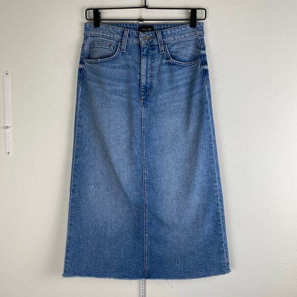 Joe’s Jeans Alder Blue A-Line Raw Hem Denim Midi Skirt Size 26 - Picture 6 of 14